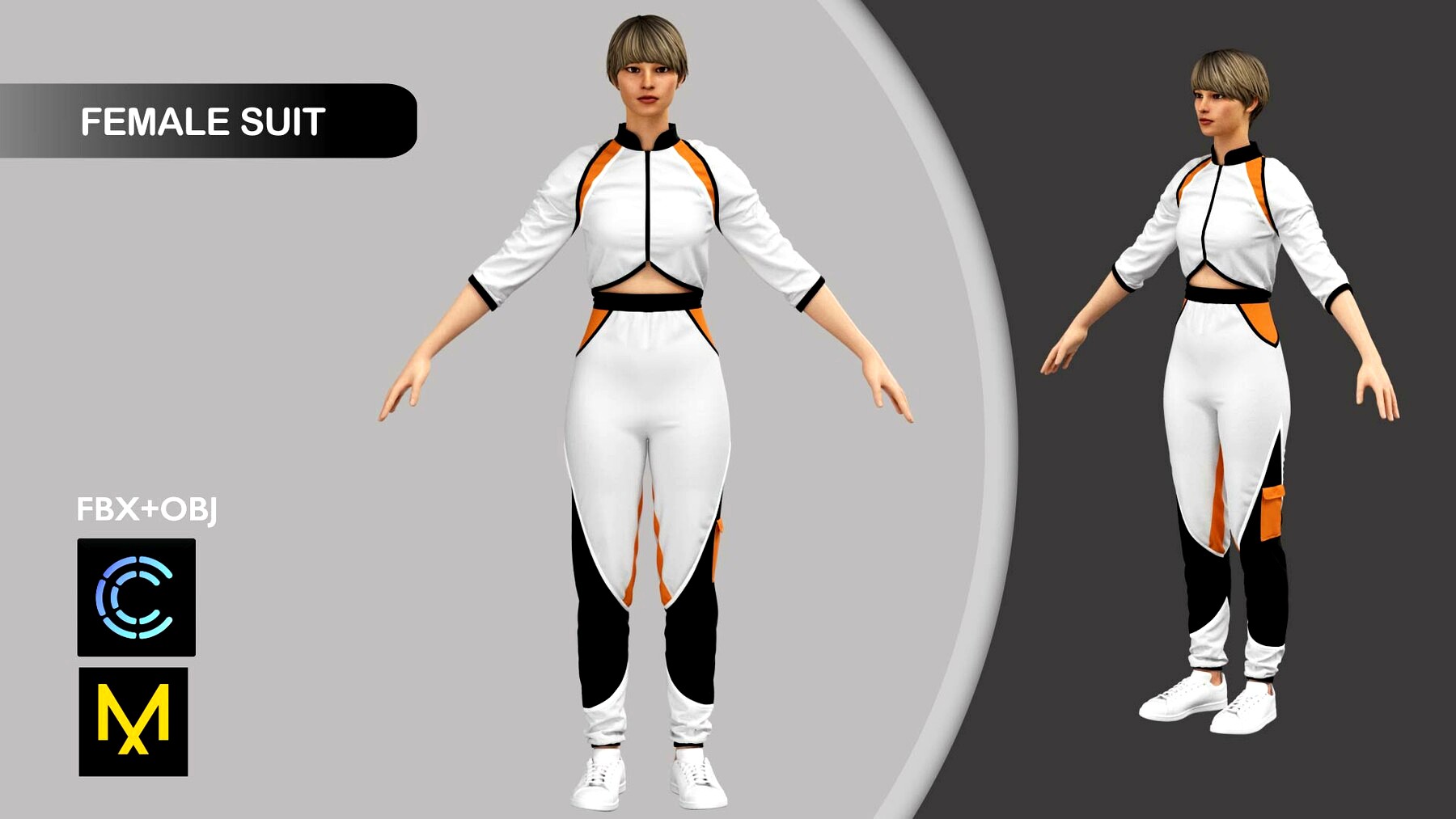 Female Sport Suit Marvelous Designer/Clo3d project + OBJ + FBX