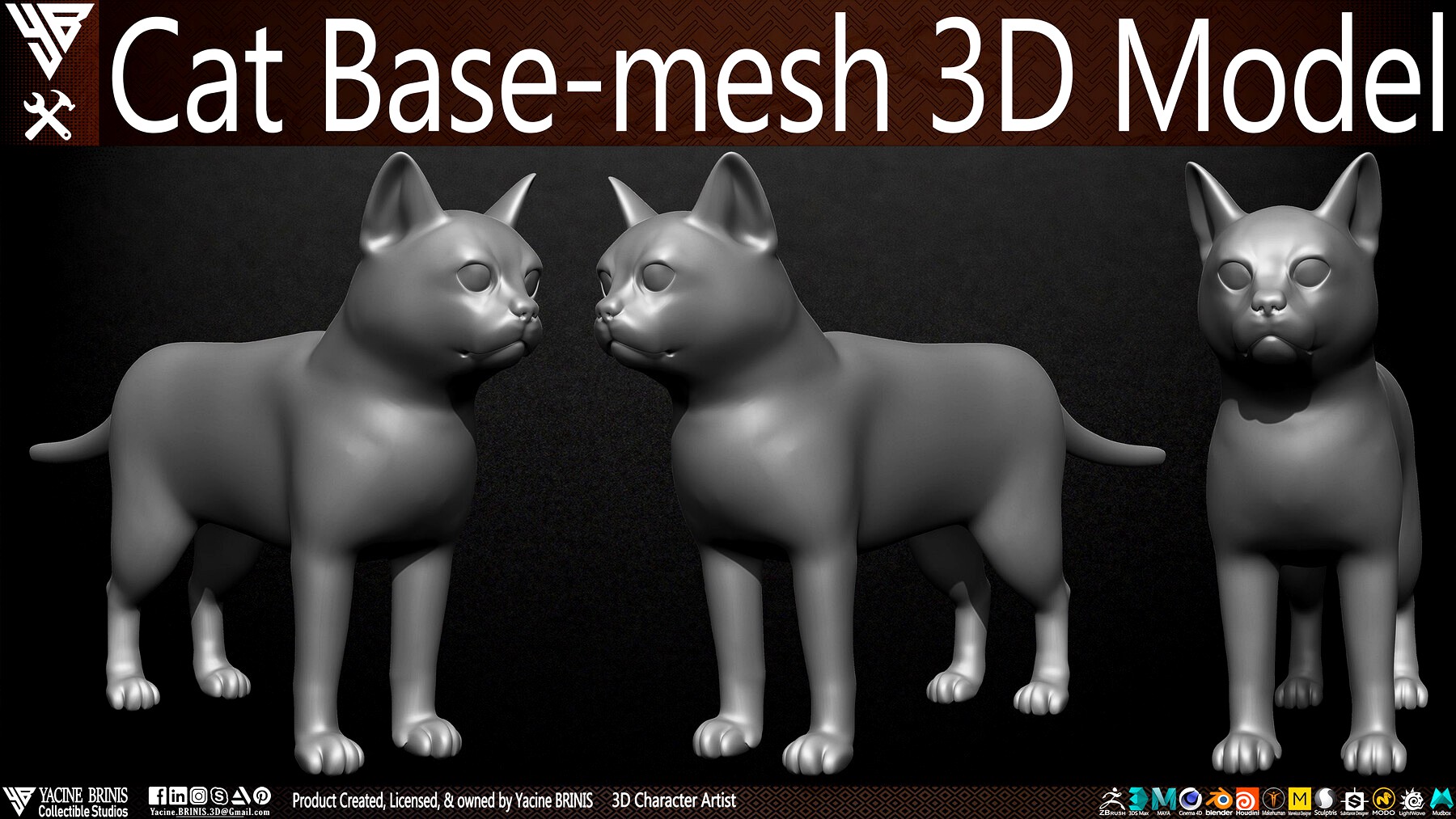 Cat Basemesh 3D Model