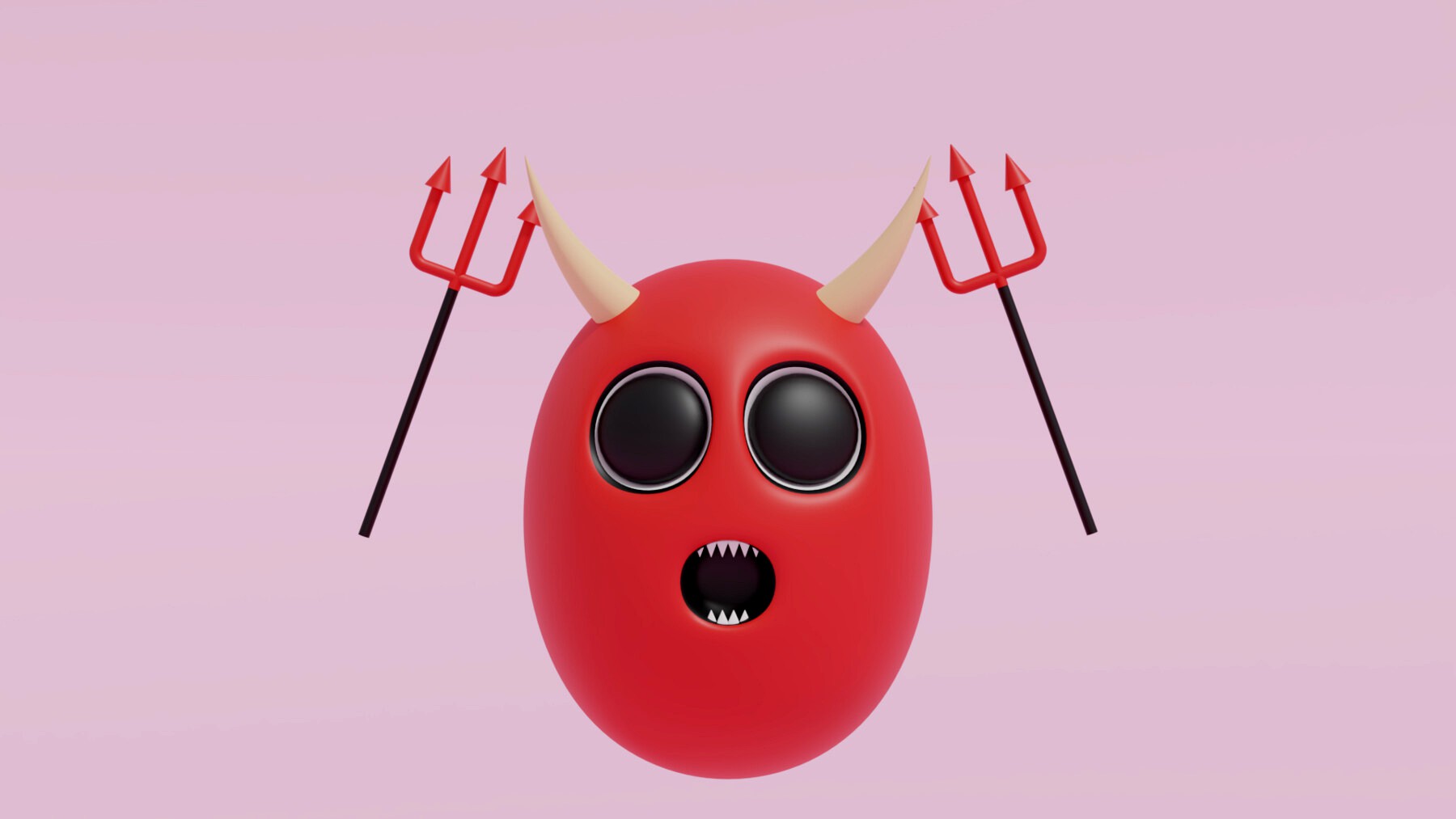 Cartoon Cute Devil and Devil Trident 3D Model