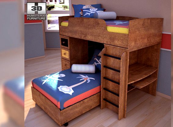 Ashley Alexander Youth Loft bed 3D Model
