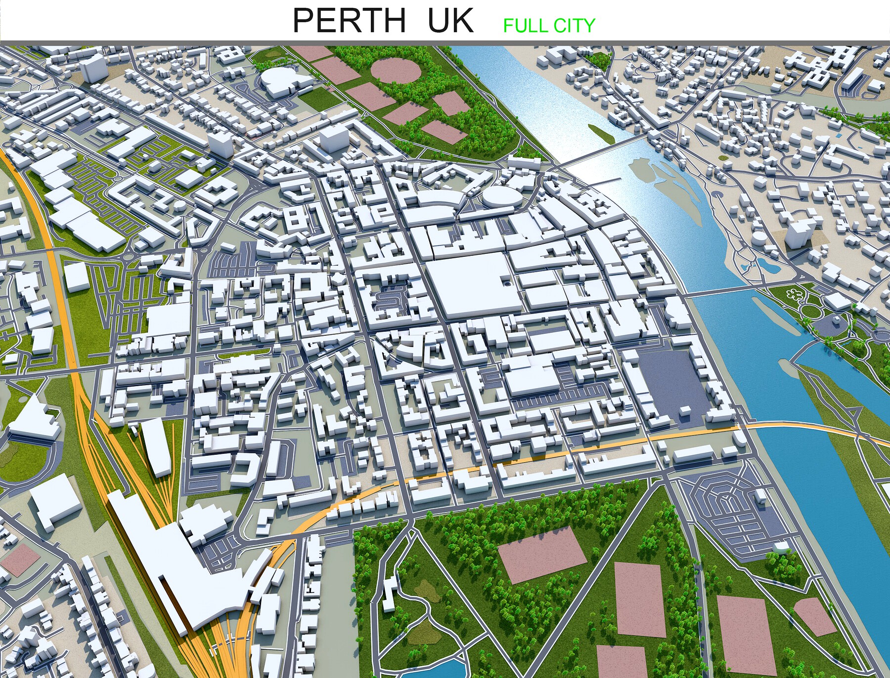 Perth City UK 3d model 20km