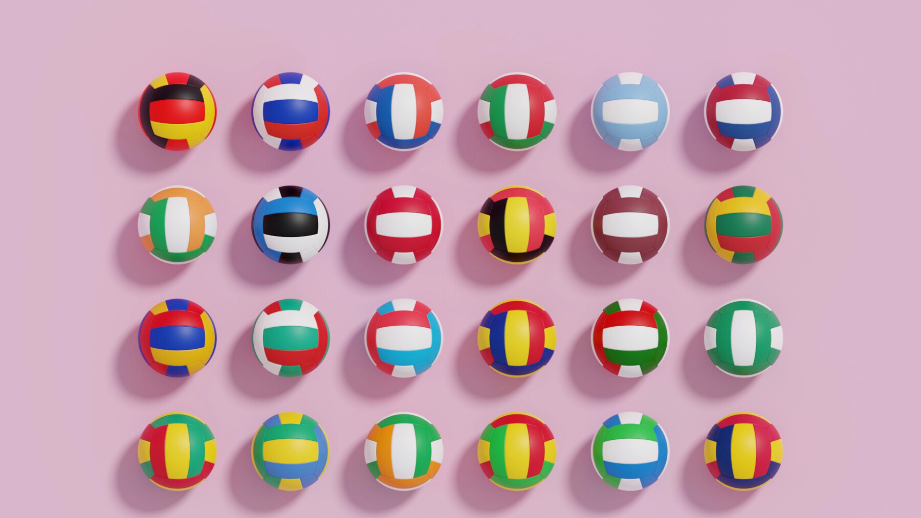 Flag Volleyball Ball Collection 3D model