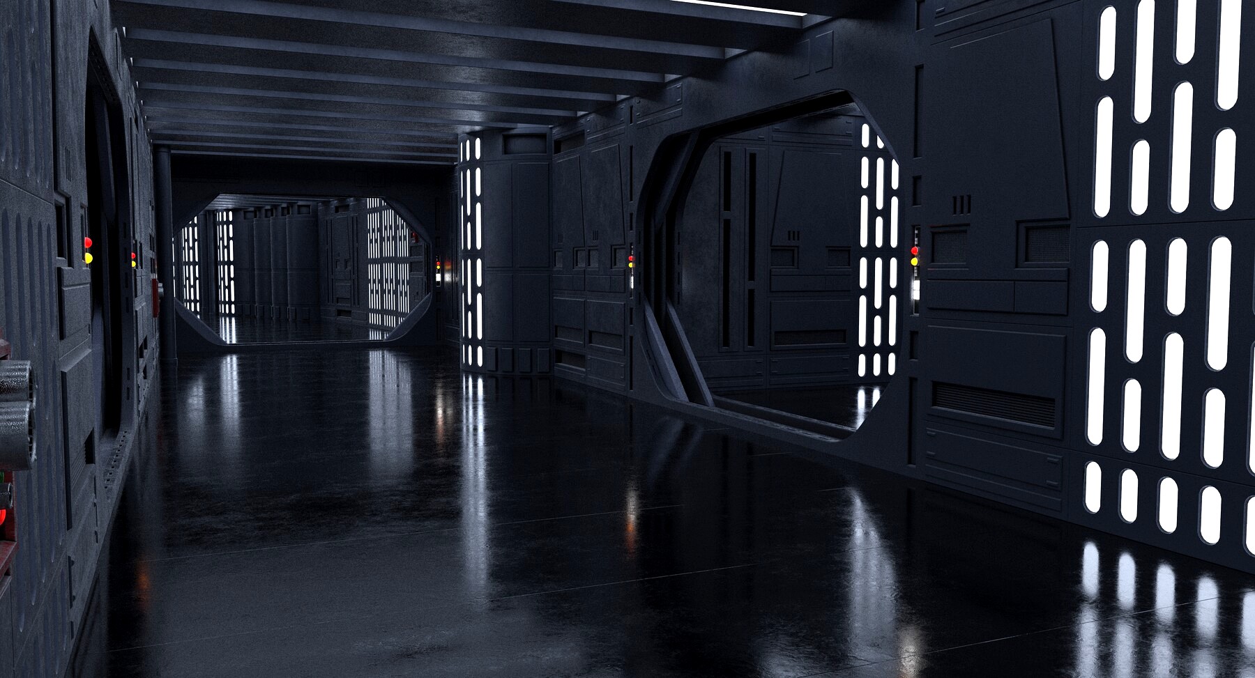 Dark Space Corridors - Sci-Fi Interior Environment 90 Piece Set