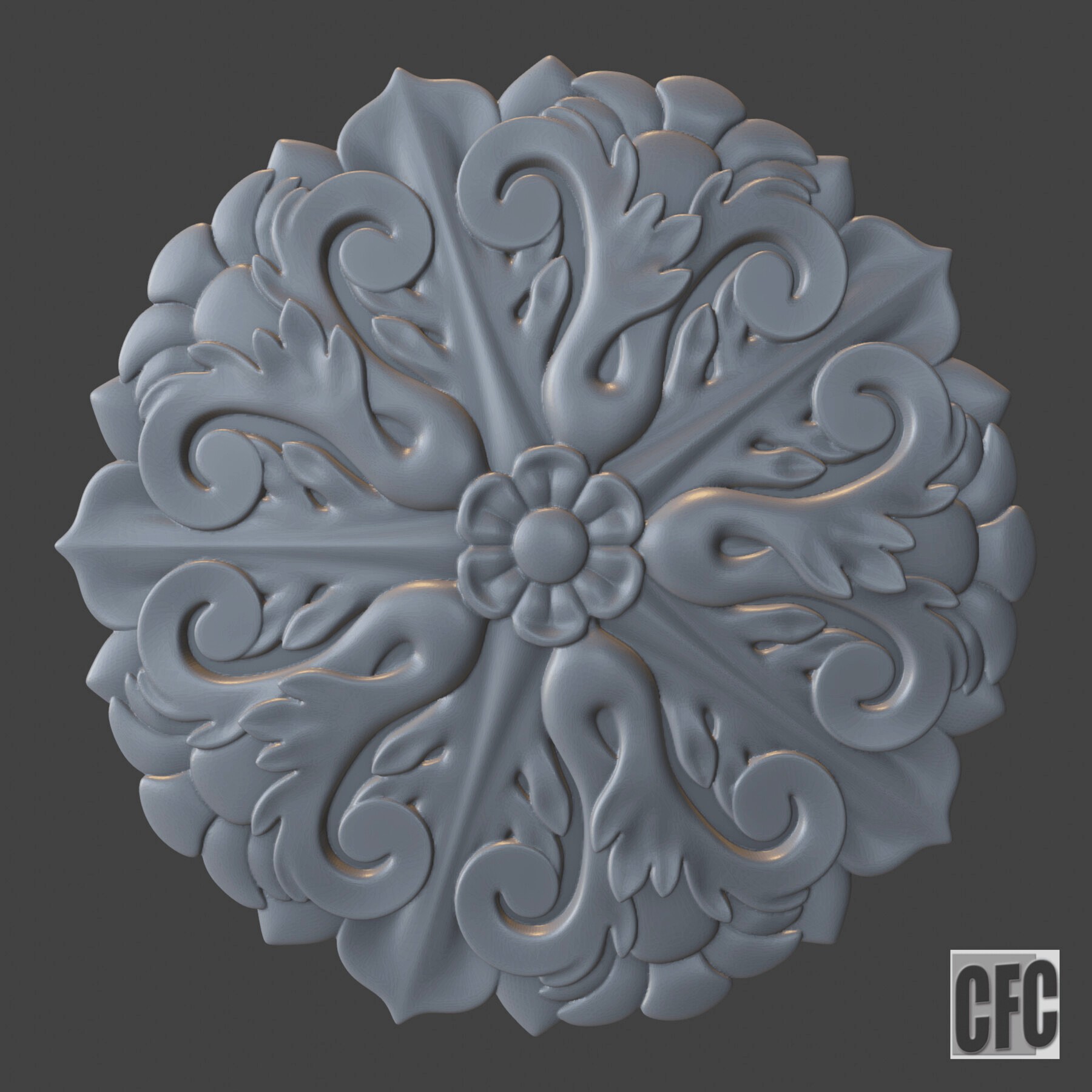 WoodCarving floral detail - 3d model for CNC - FlowerCFC25