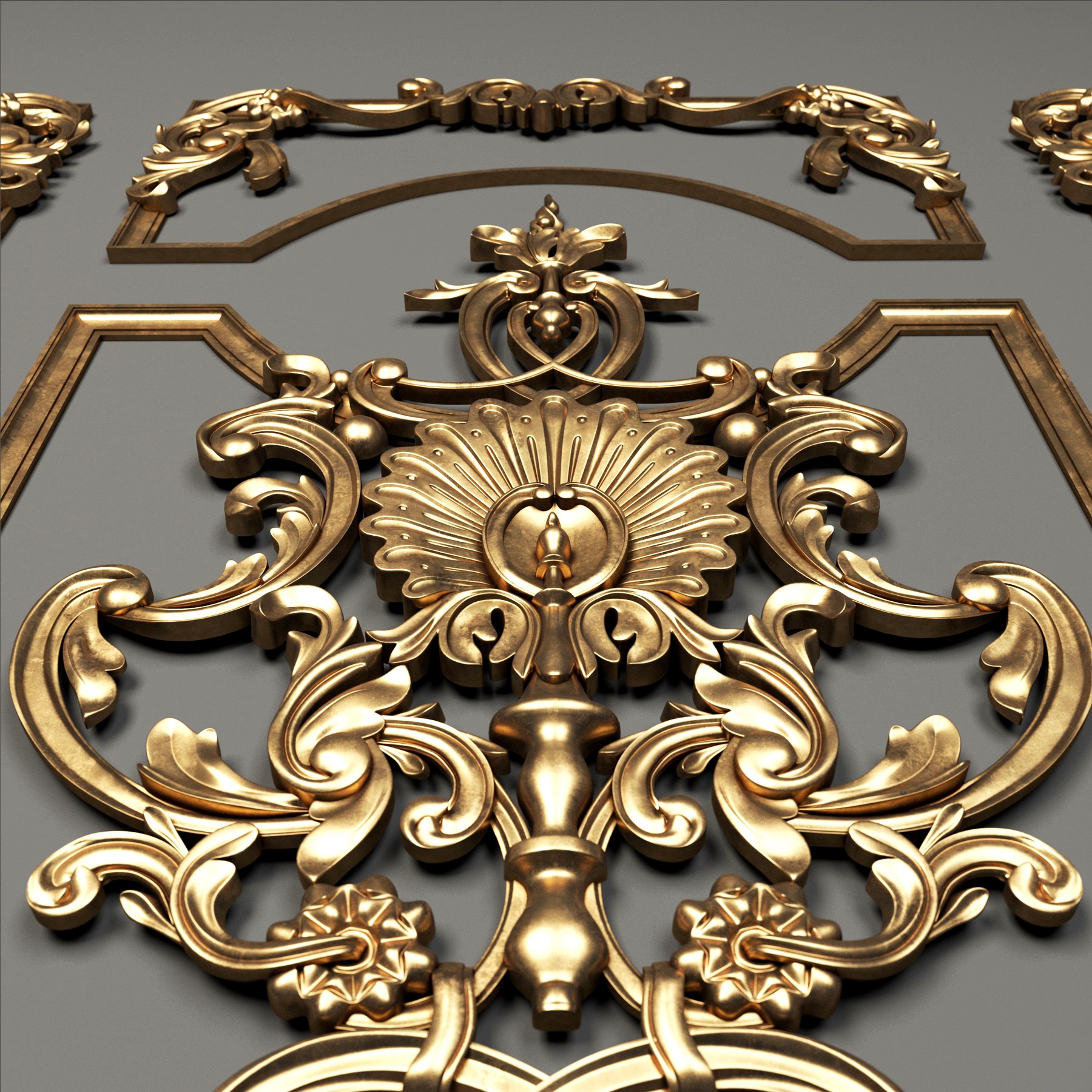 luxury ornaments + gold material (3dsmax + vray)