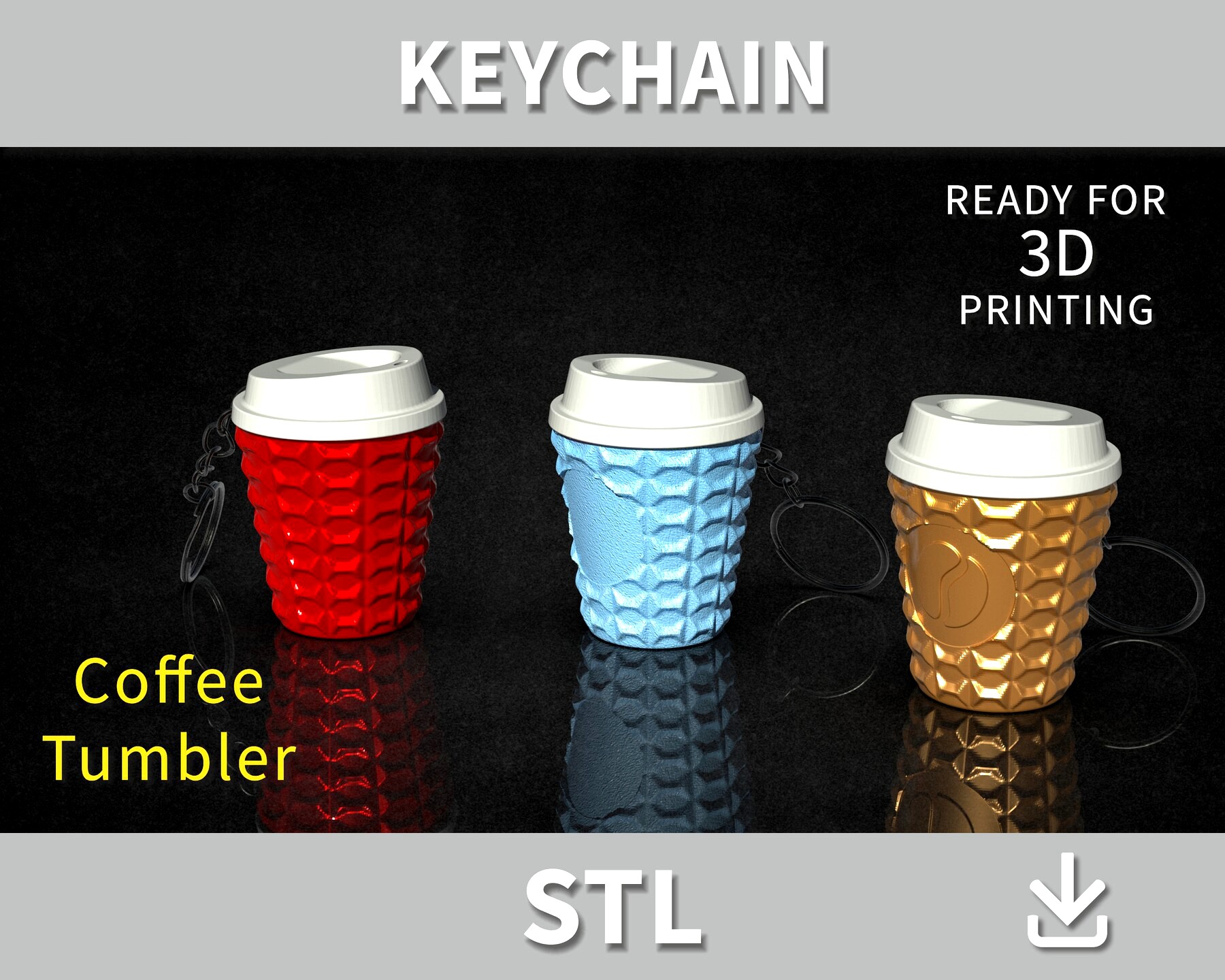 3D model Coffee Keychain Tumbler [2] STL File for 3D Printing