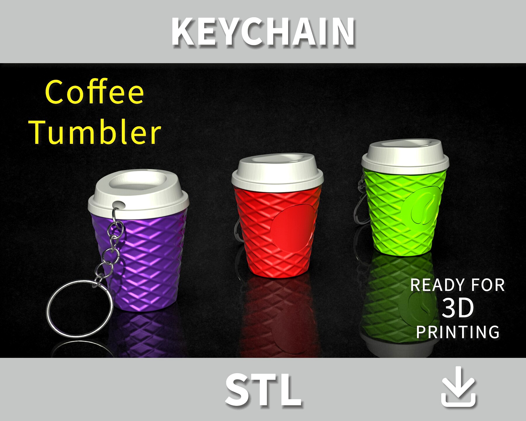 3D model Coffee Keychain Tumbler [3] STL File for 3D Printing