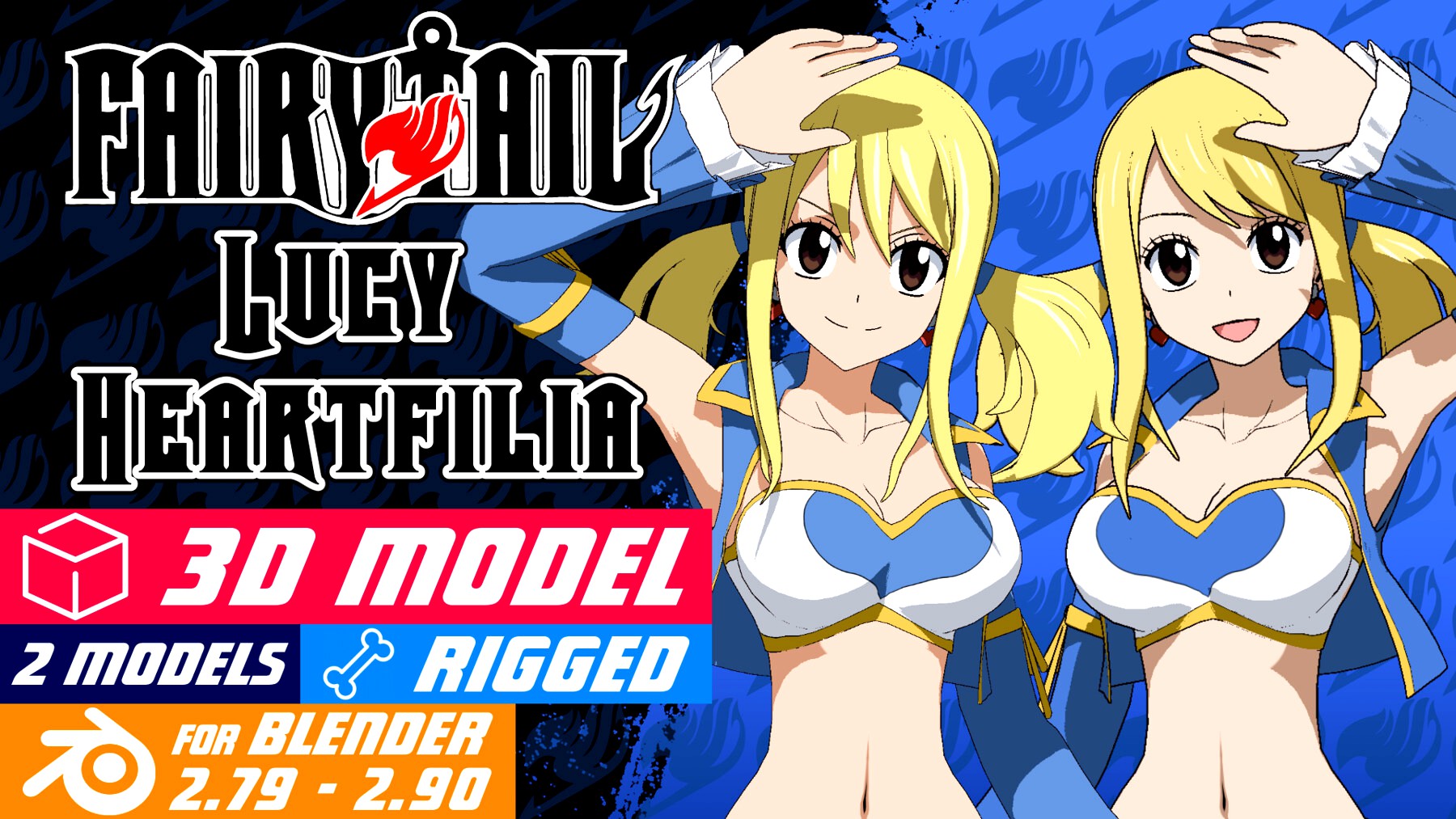Pack Lucy Heartfilia - Fairy Tail Anime - 3D Model Blender