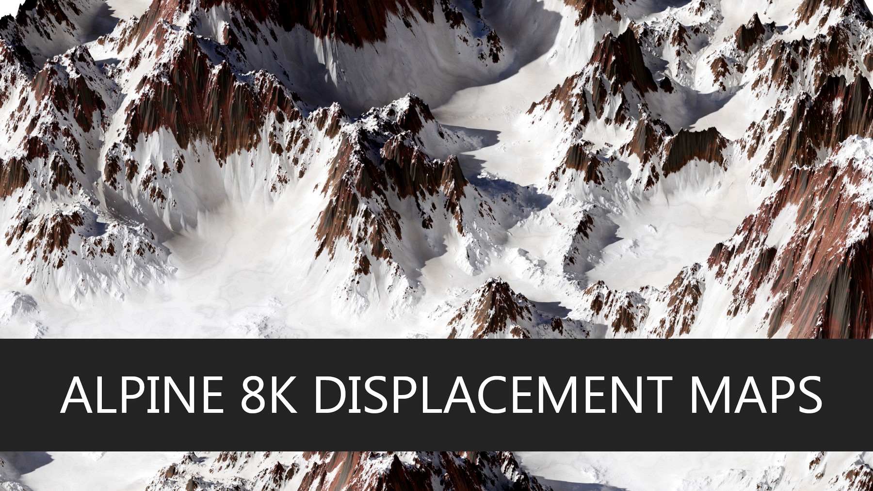 10 Realistic 8K Alpine Snowy Mountains Displacement/Height Maps
