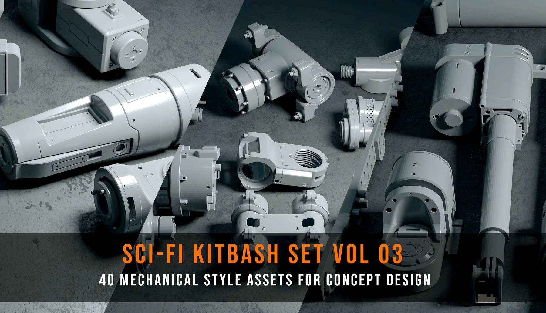 Kitbash Set: 40 Mechanical Assets