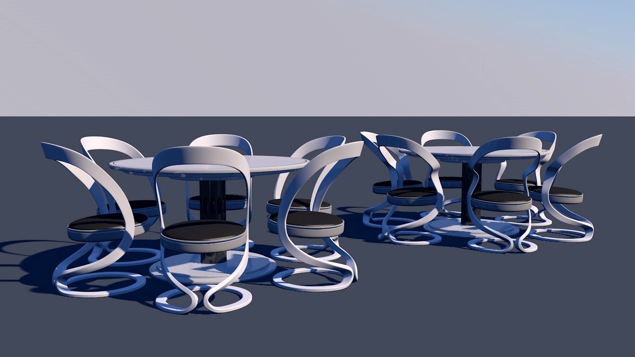 Round Dining Table Special Set 3D Model