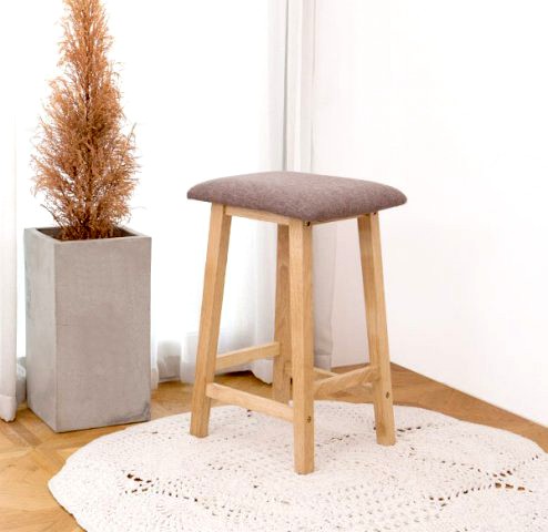 Rubber Wood Prefab Square Cushion Bar stool