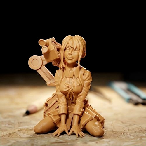 Girl with gun mini model for 3d print | 3D