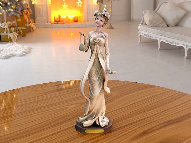 Girl Bag Statue low-poly PBR Ornament figurine VR-AR