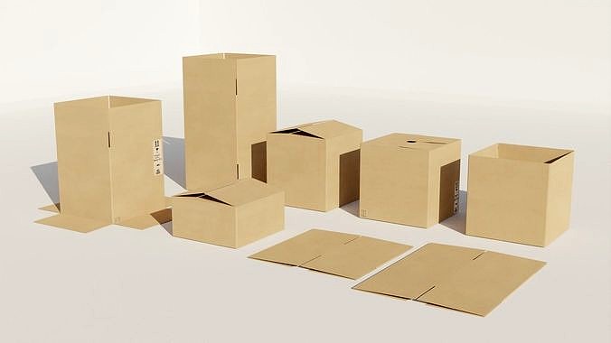 Low-Poly Cardboard Boxes