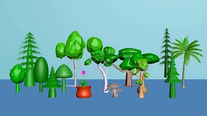 Simple low poly 3D Tree models