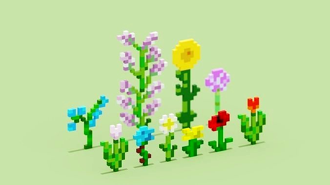 Minecraft Flowers 3D Model