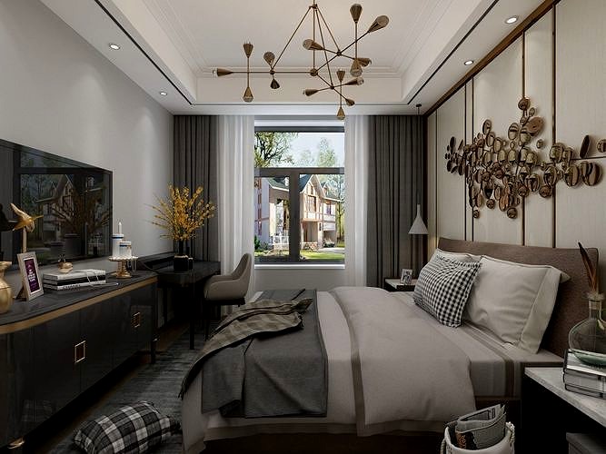 Luxurious Bedroom interior scene 3D model  29