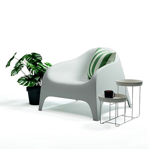IKEA set with SKARPO garden armchair FEJKA VITLOK and DINERA 3d model