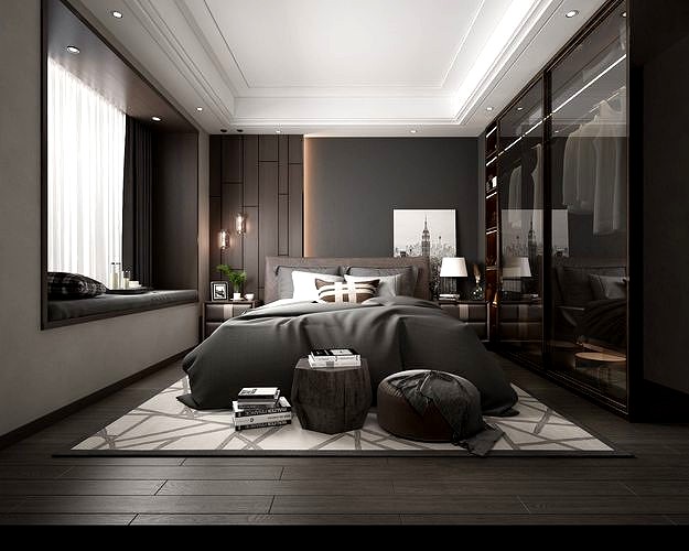 Comfortable Bedroom interior scene 3D model 22