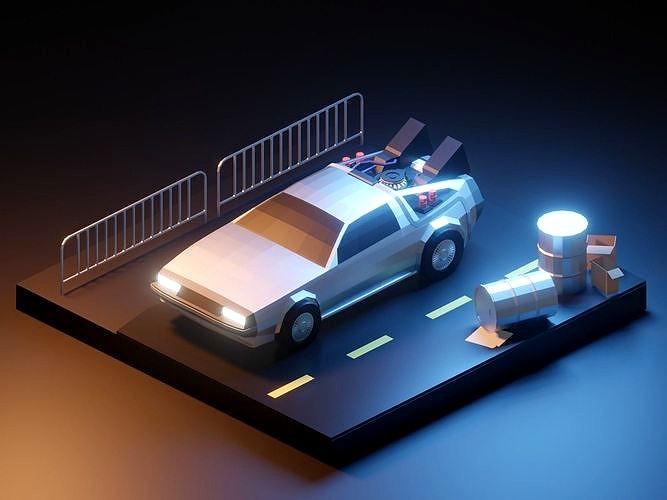 Delorean 3d Model render in blender