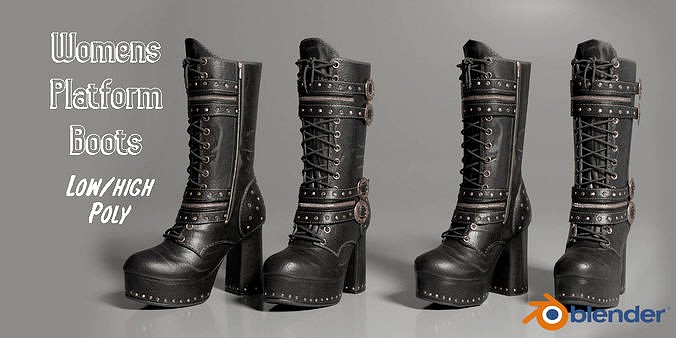 Womens Platform Boots - High Low Poly