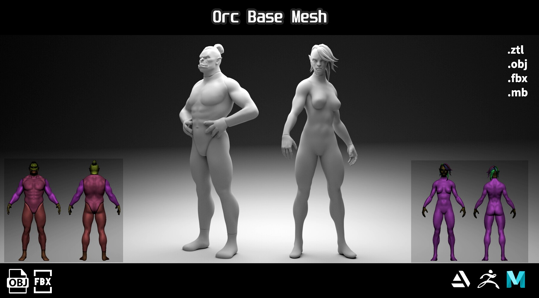 Orc Male and Female Base Mesh