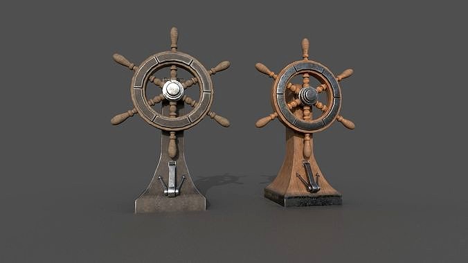 Vessel Wheel for sea ship and bell PBR game ready