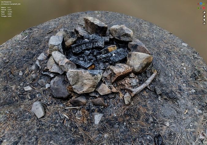 Campfire Pit - 8K Textures - 7 Mesh Resolutions