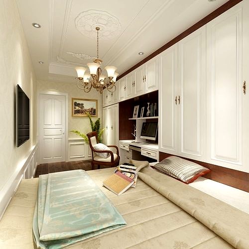 Luxurious Bedroom interior scene 3D model 8