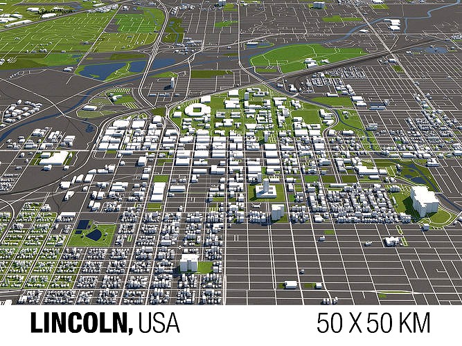 Lincoln Nebraska USA 50x50km