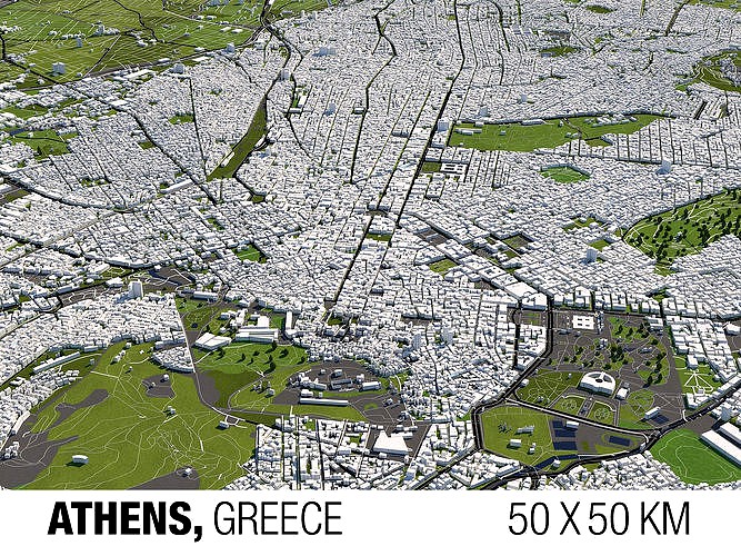 Athens Greece 50x50km