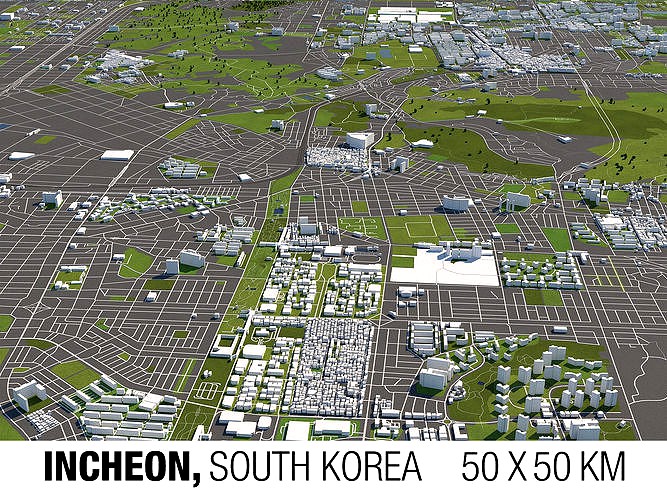 Incheon South Korea 50x50km