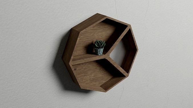 Hexagon mirror with shelves