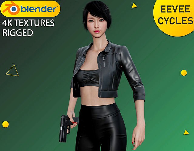 Advanced Female Character 142 with Special Agent Suit - Rigged