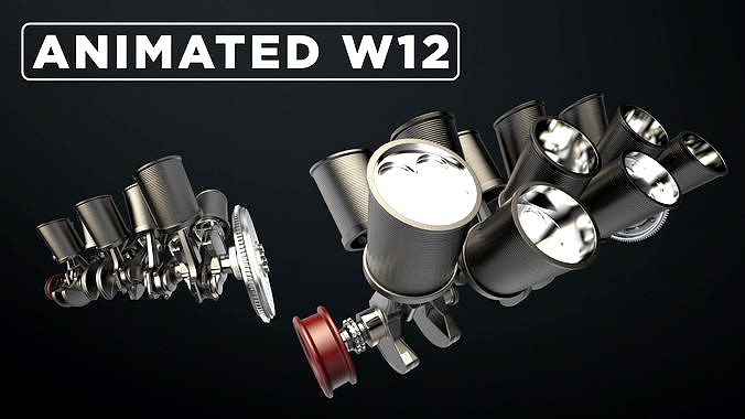 W12 Engine Working Animated