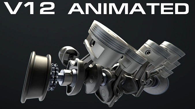 V12 Engine Working Animated