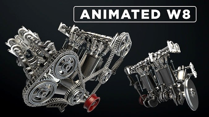 W8 Engine Working Animated