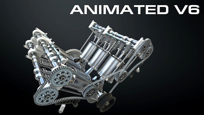 V6 Engine Working Animated