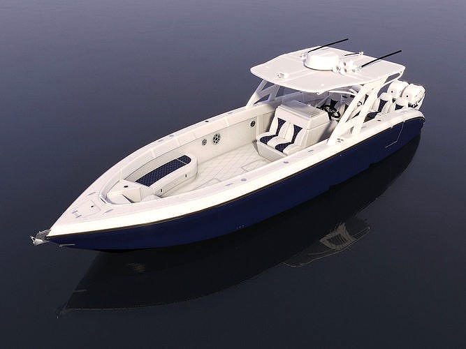 Blue-White motorboat 34