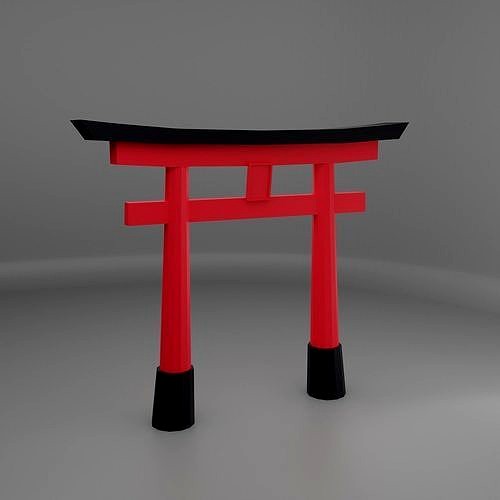 Japanese Shrine Entrance Torii Low Poly and Game Ready