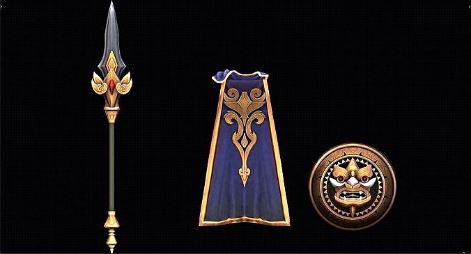 Cape shield and spear weapon pack