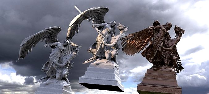 Angel and Demon statue 3 designs 3D