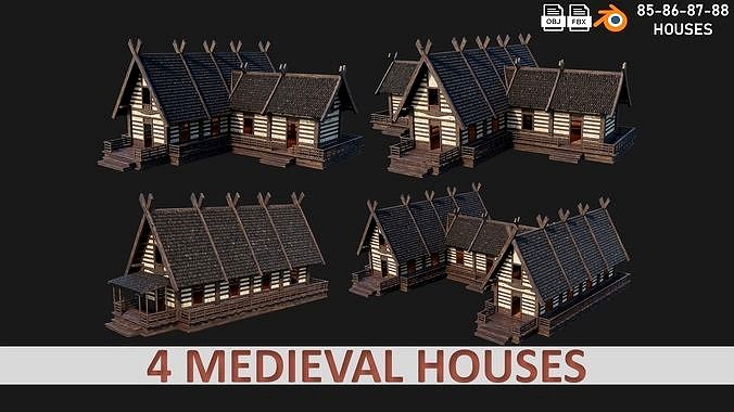 4 Old Medieval Building House 4K Tex GameReady 85 to 88