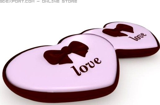 Valentine chocolate hearts 3D Model