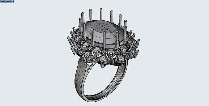 Earring Pendent Ring light weight diamond ring | 3D