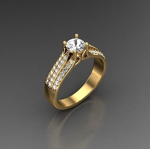 Solitaire Wedding Engagement Women Ring | 3D