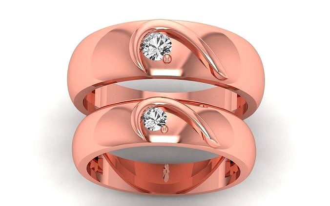 Solitaire Wedding Engagement Couple Ring | 3D