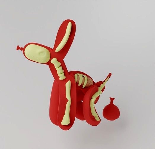 SQUATTING BALLOON DOG FLAYED OPEN  | 3D