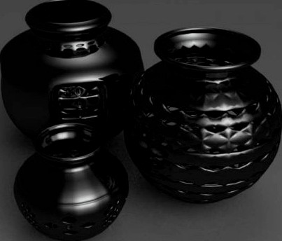 Black Mud Vases 3D Model